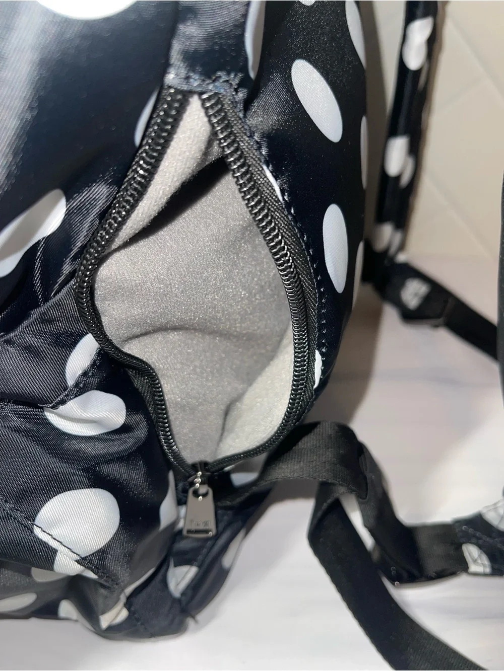 Lug Hatchback Backpack - Black with White Polka Dots - like new!